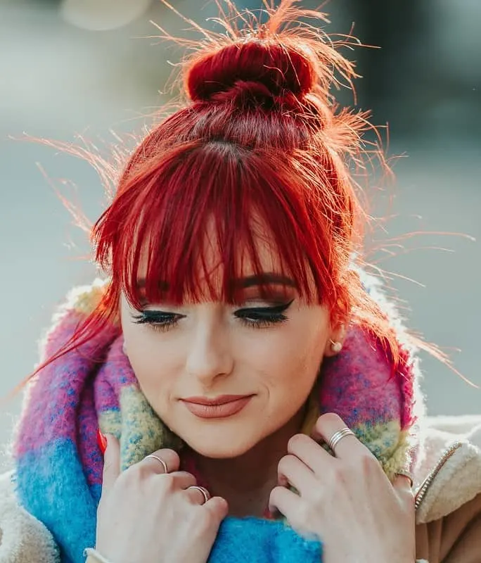 updo with bangs for thin hair