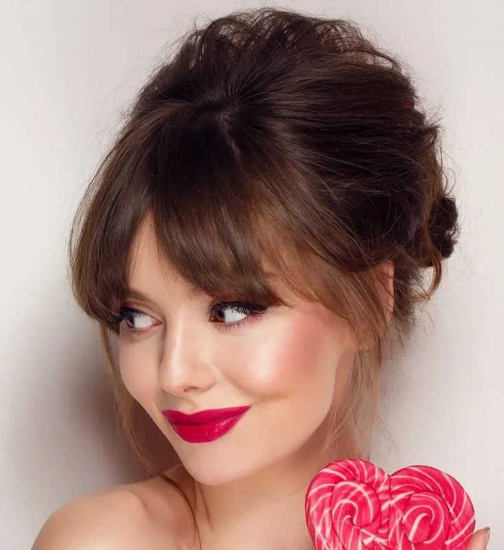 updo with curtain bangs