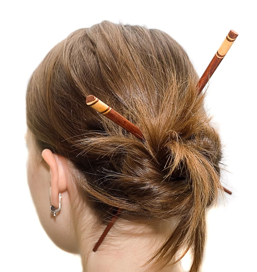 updo with hair stick