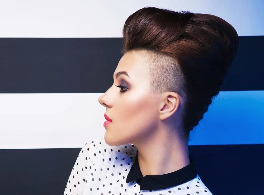 updo with half shaved head