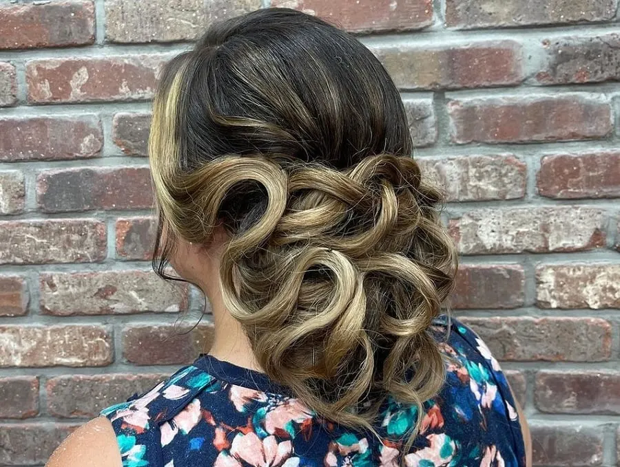 updo with highlights for women over 60