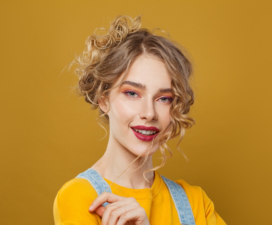updo with loose curls