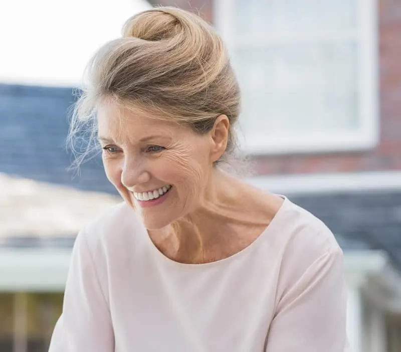 updo for older women with long hair