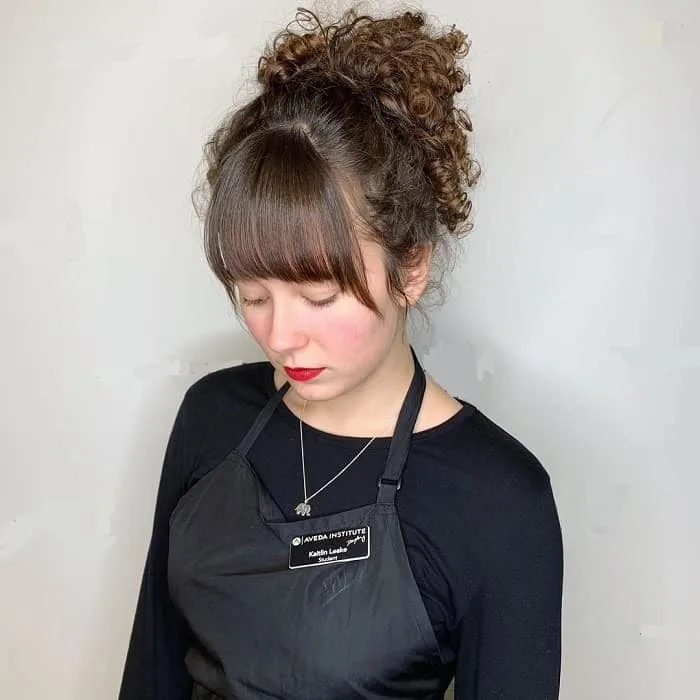 curly updos with bangs