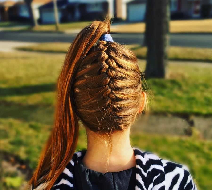 upside down french braided ponytail