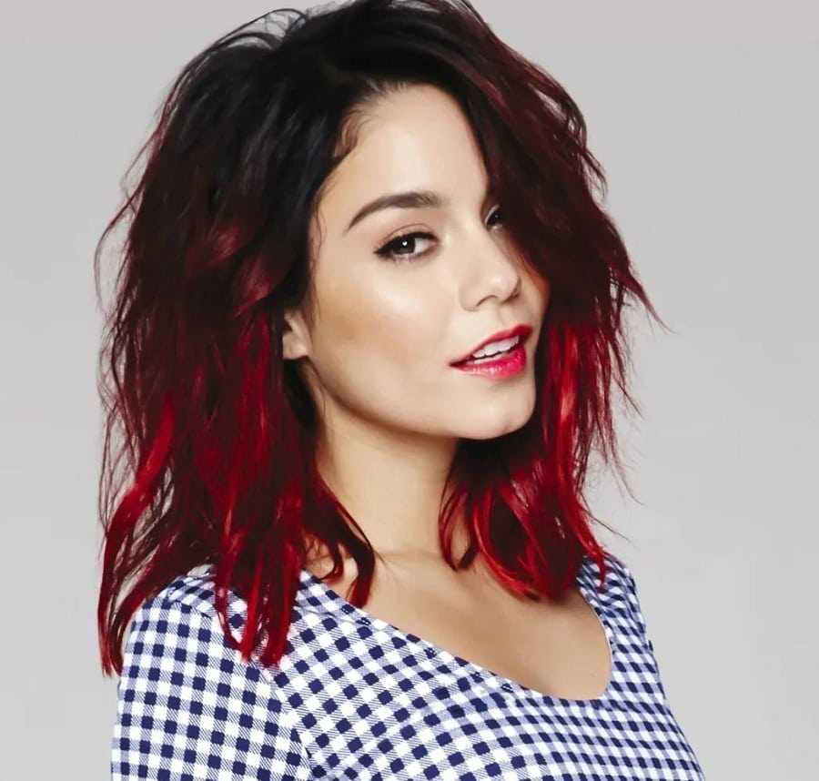vanessa hudgens red ombre hairstyle