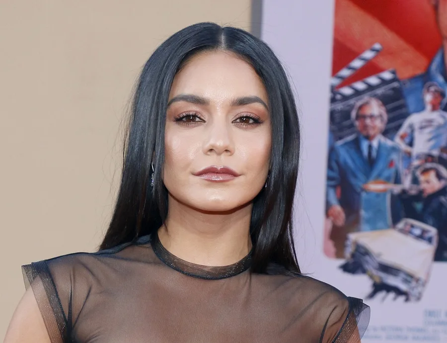 vanessa hudgens with middle part hairstyle
