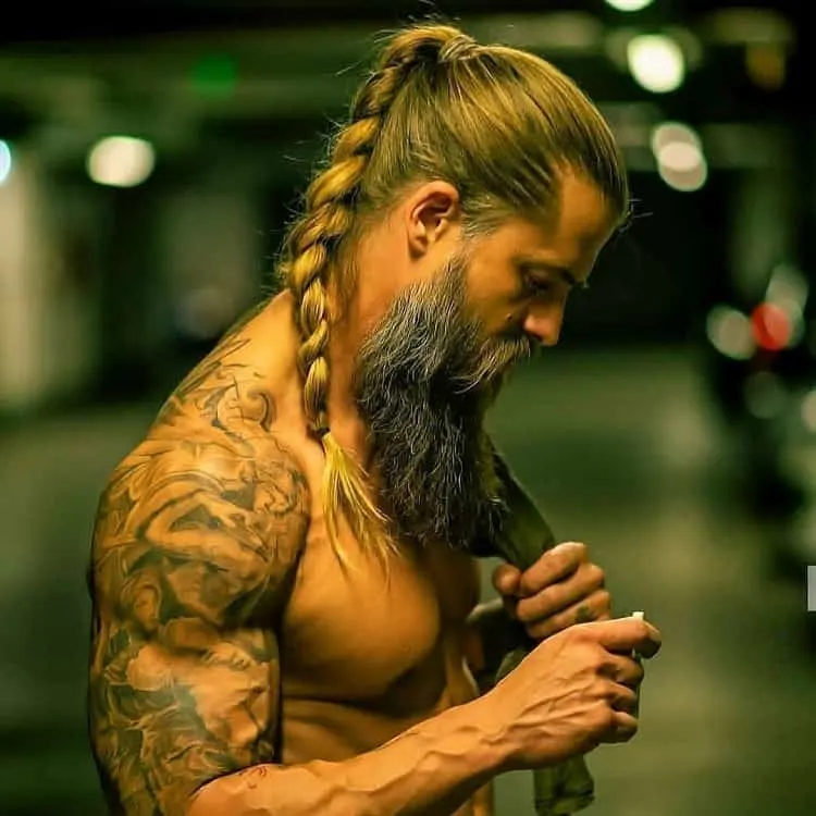 viking braided ponytail for men