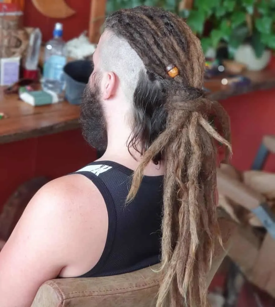 viking dreads with low ponytail