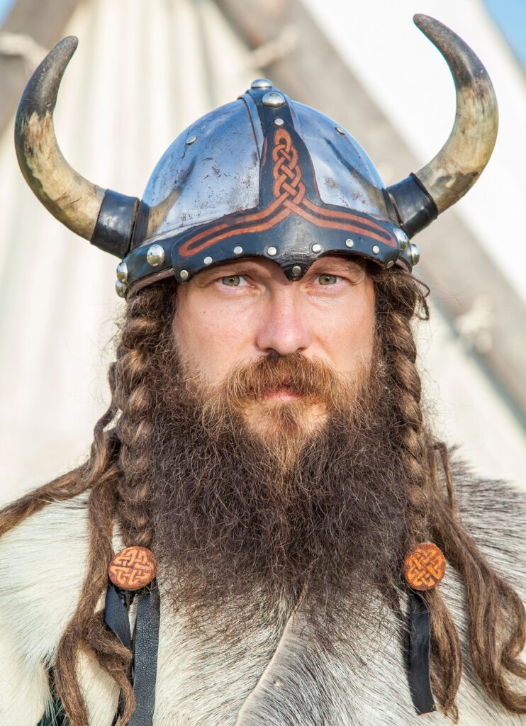 viking man with braided pigtails