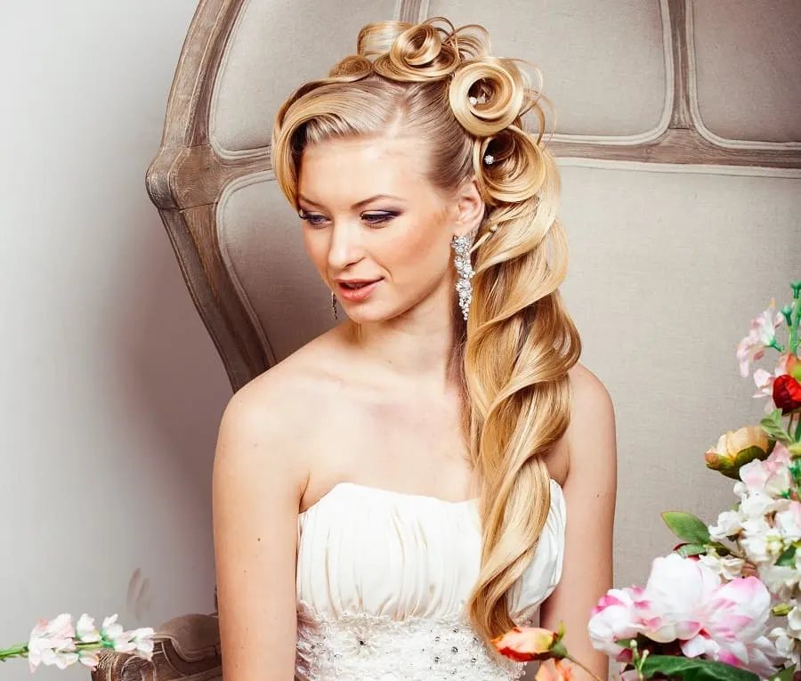 long vintage wedding hairstyle