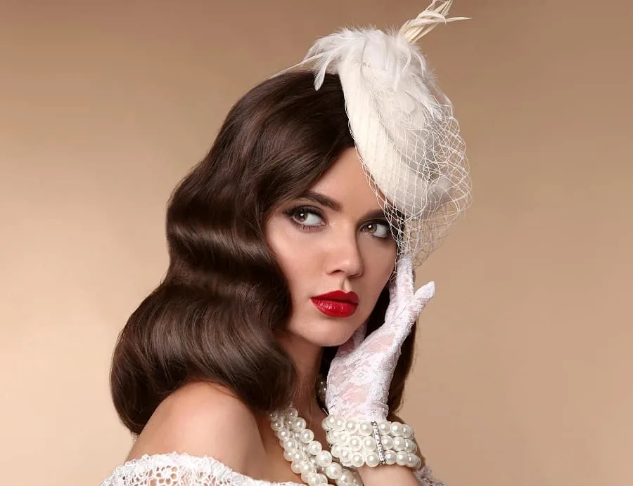 vintage wedding hairstyle with hat