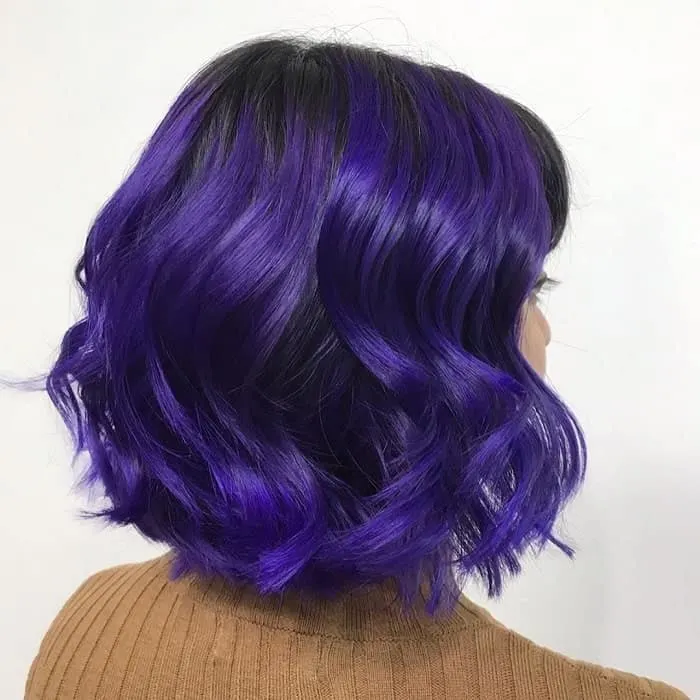 violet balayage on black hair