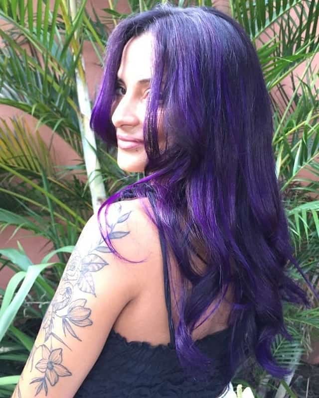 violet highlights on black hair