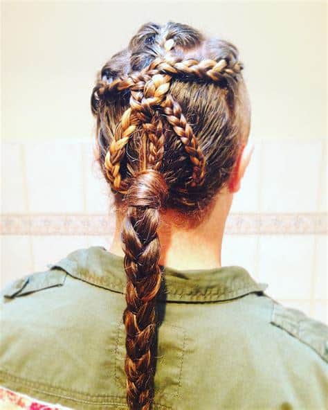 women's hairstyle with warrior braid