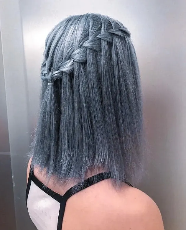 waterfall braid on ash blonde hair