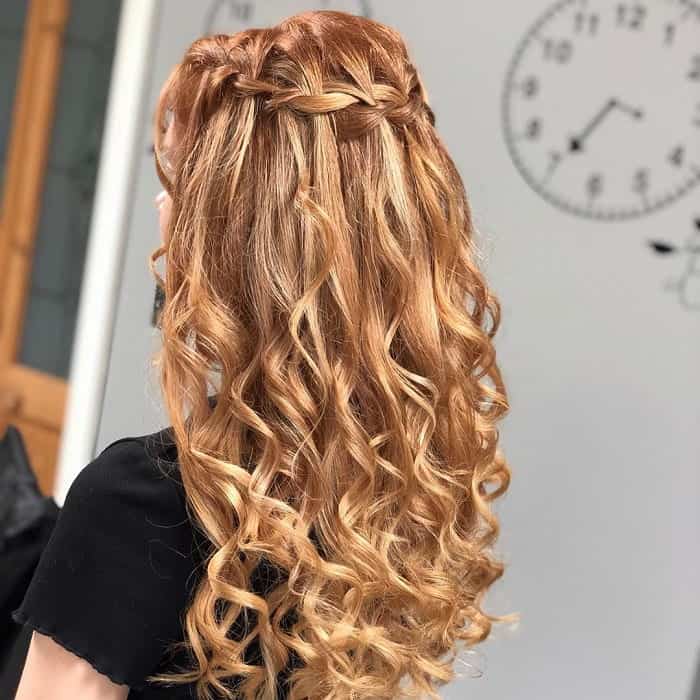 waterfall braid with curls