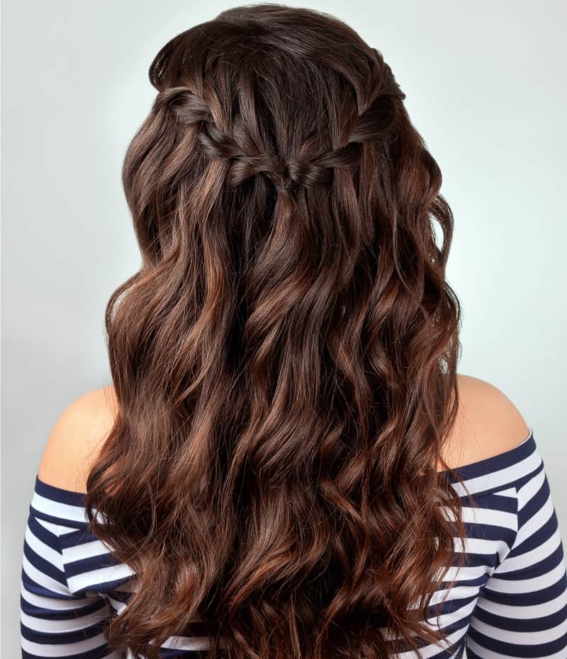 waterfall braided back to school hairstyle