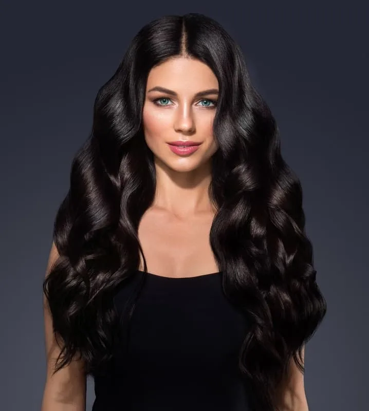 wavy black hair for blue eyes