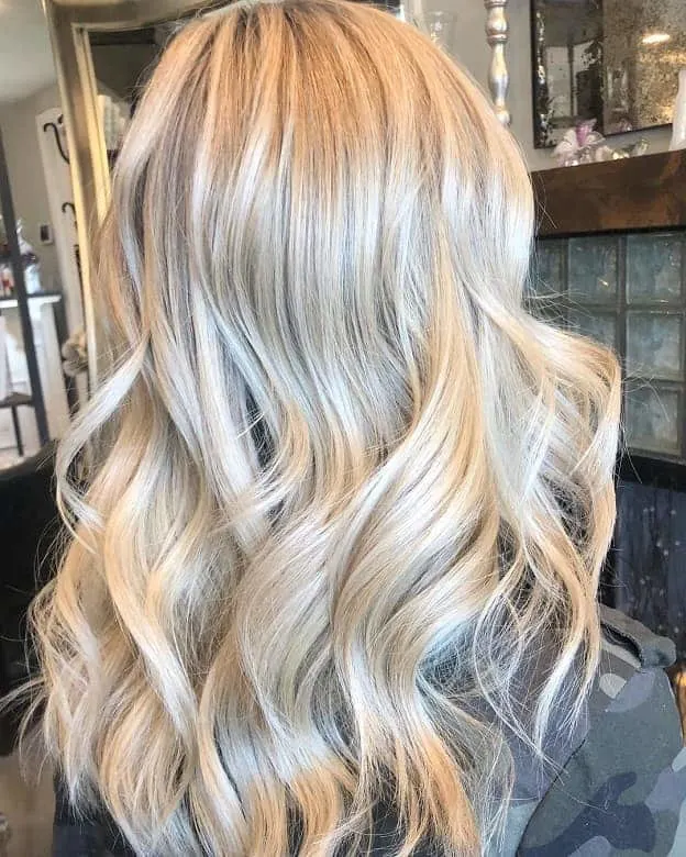 platinum blonde wavy long hair