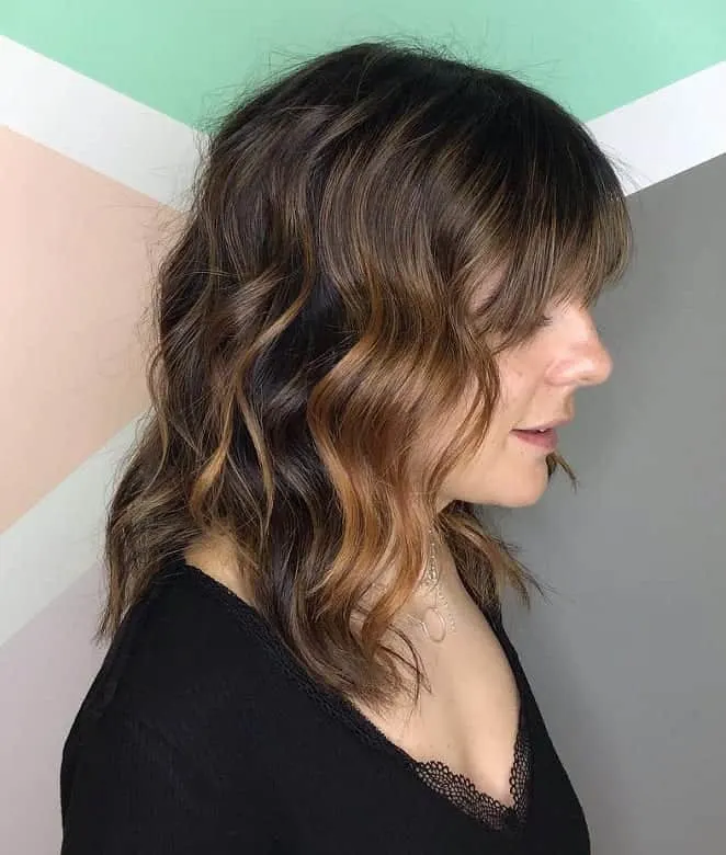 Long Wavy Bob with Bangs