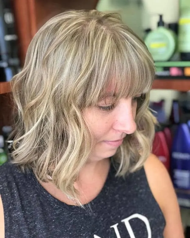 Wavy Bob with Blunt Bangs