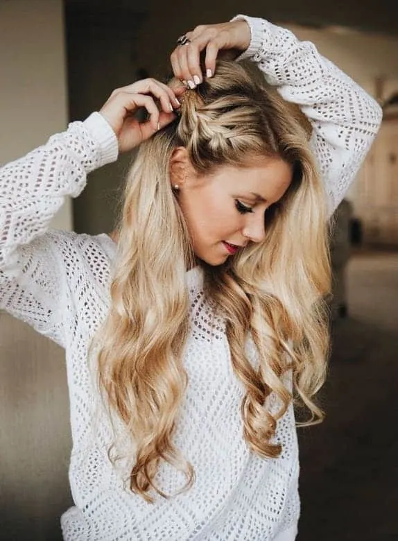 long wavy hair with side braid