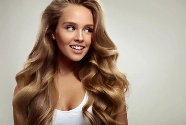 woman with long and thick wavy hair