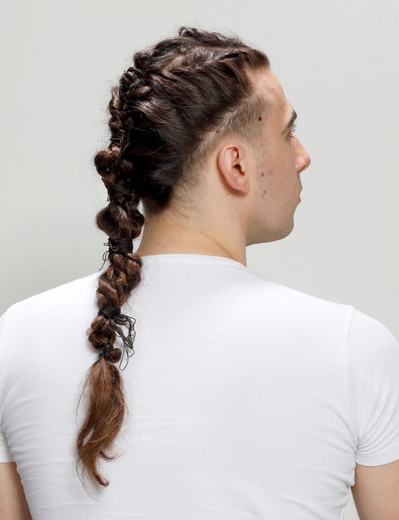 wavy long hair braid for men