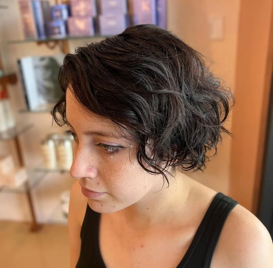 wavy permed pixie hair