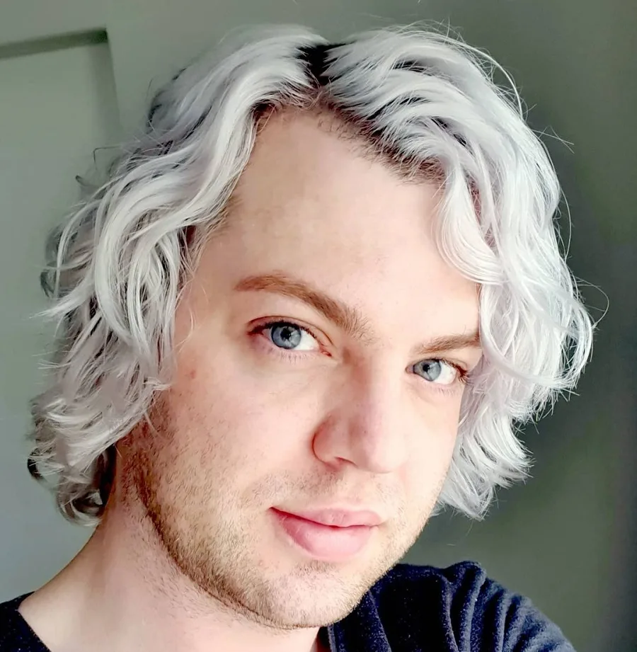 wavy platinum blonde hair for men