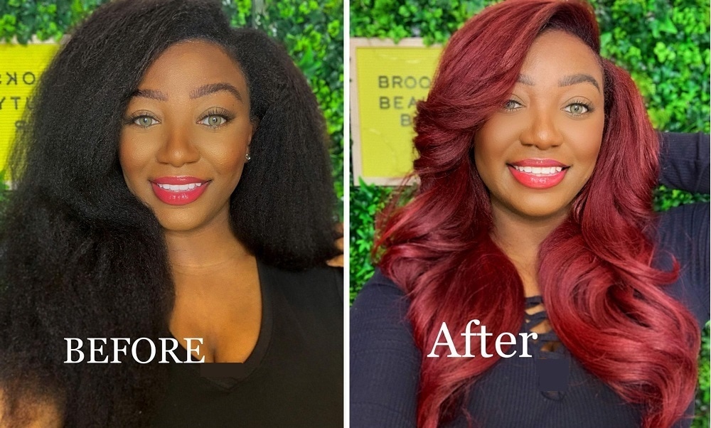 ways to dye red over black hair