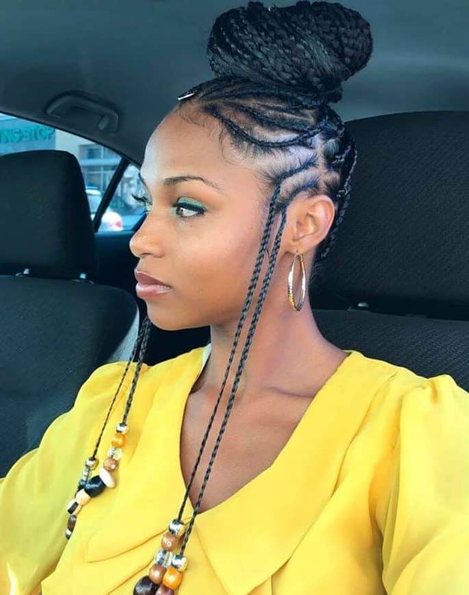 braided weave bun for black women