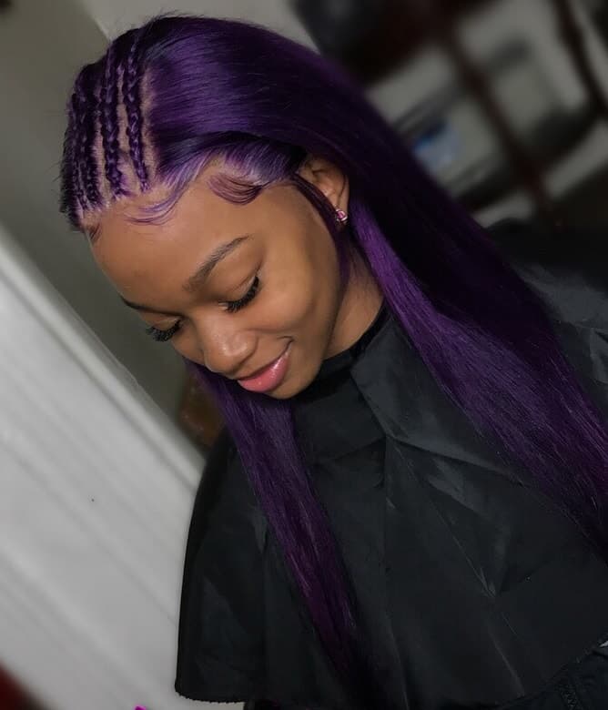 purple weave with braids