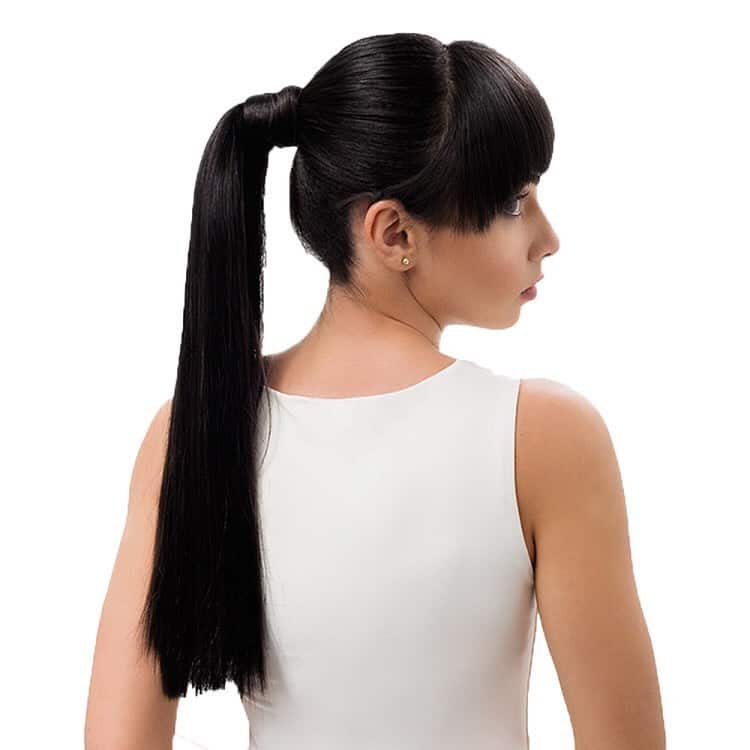 weave ponytail with bangs