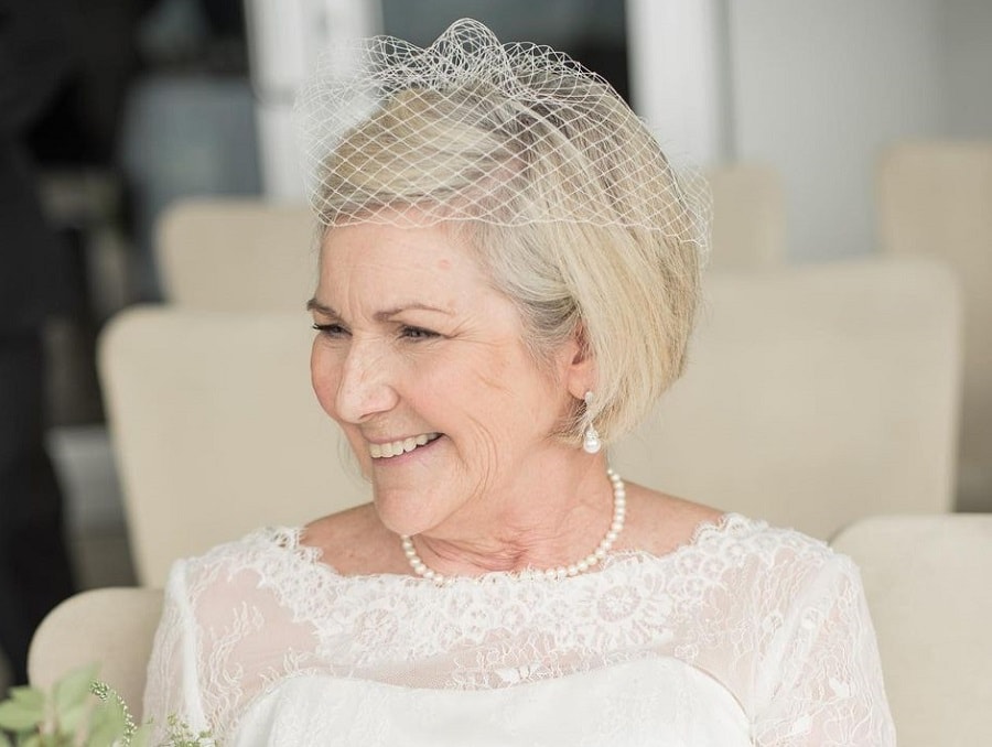 wedding blonde bob hairstyle for bride over 50