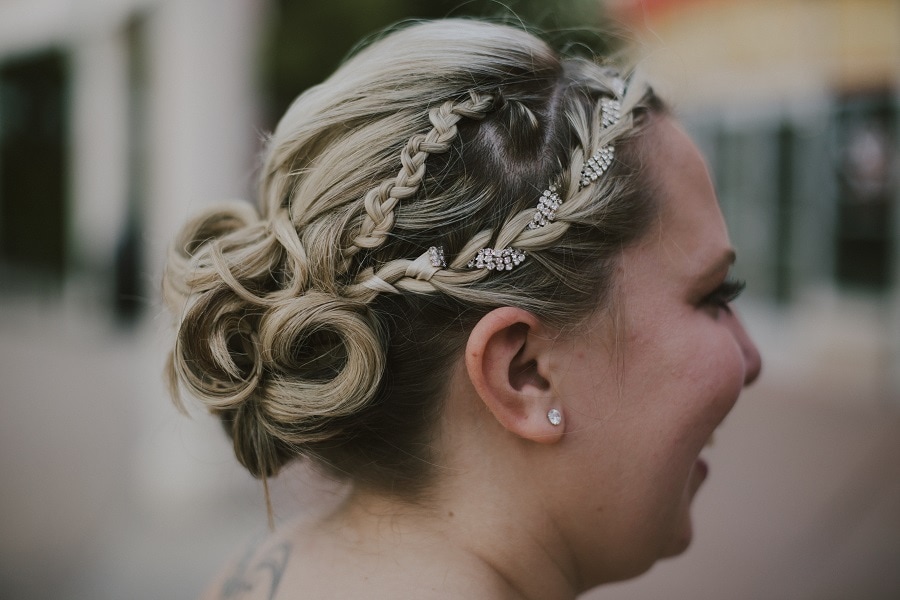 wedding braided updo for plus size bride
