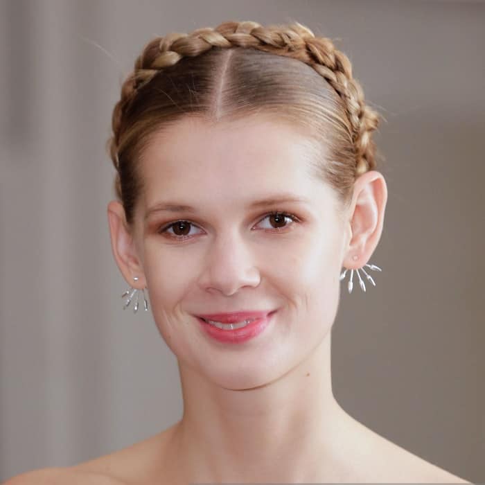 middle parted braided hair for wedding 