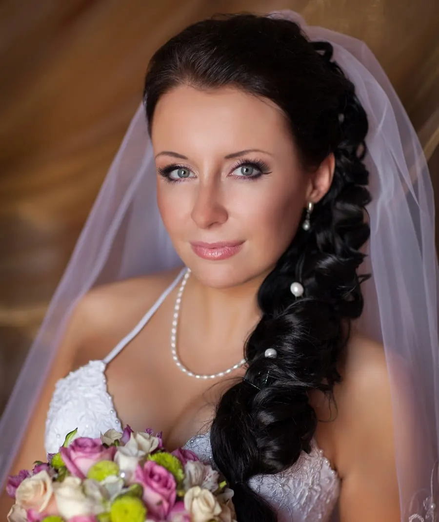 wedding braids with veils