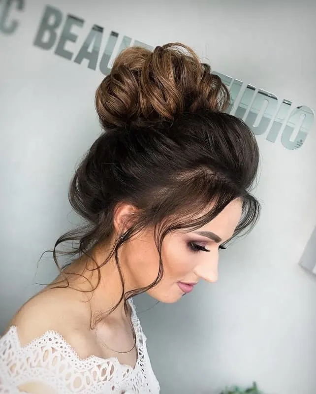long hair bun for wedding