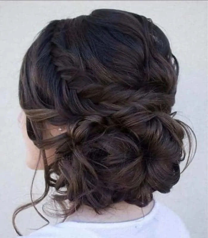 messy wedding bun hairstyle