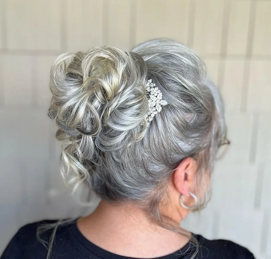 wedding hair bun for grandmothers