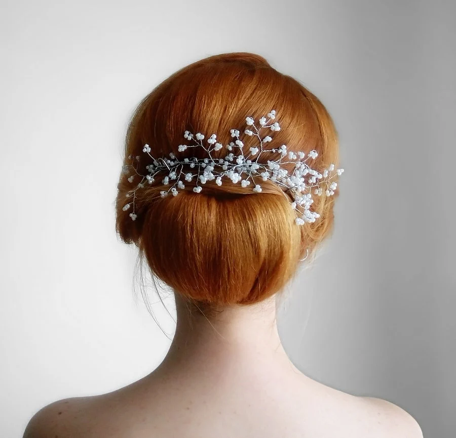 wedding hair bun for redheads