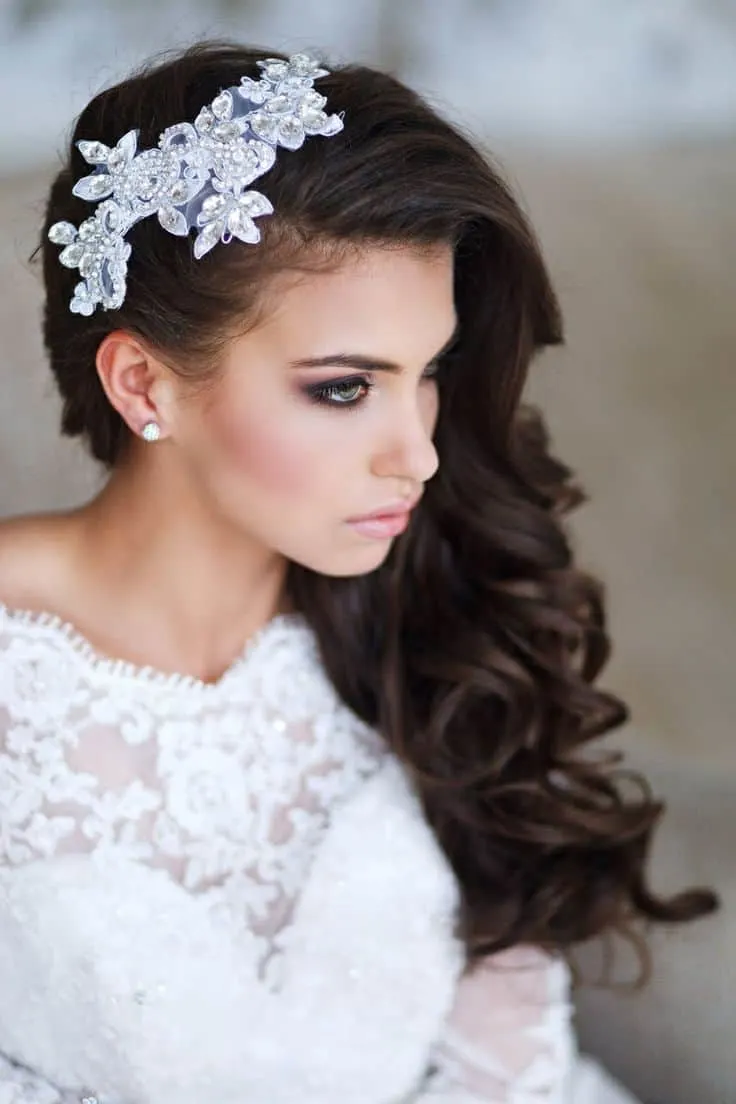Floral Headband with Wedding Down hair