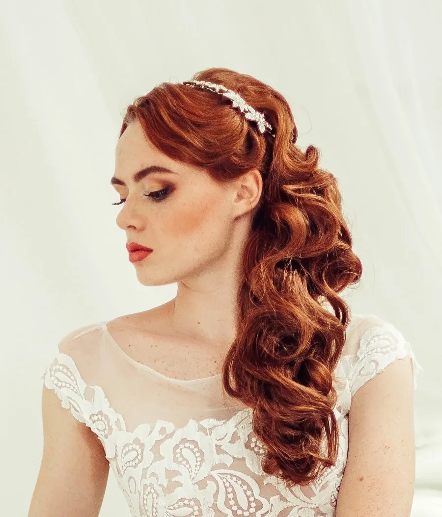 wedding hair down for redheads