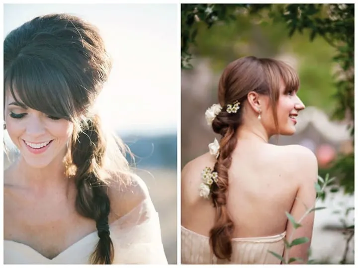 wedding hair down with bangs