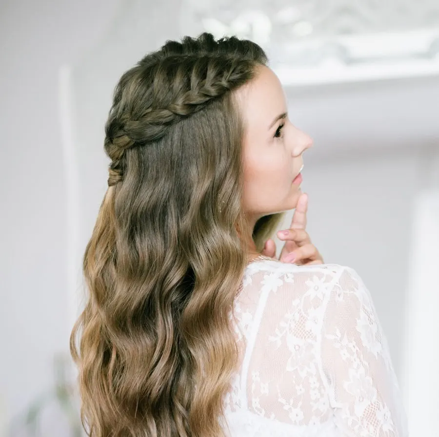 wedding hair down with braids