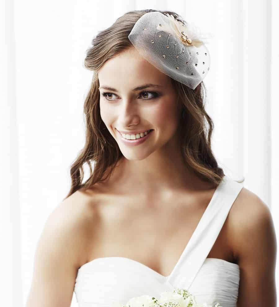 wedding hairstyle for one shoulder dress