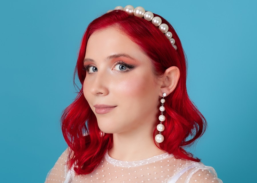 Wedding hairstyle for red hair with headband