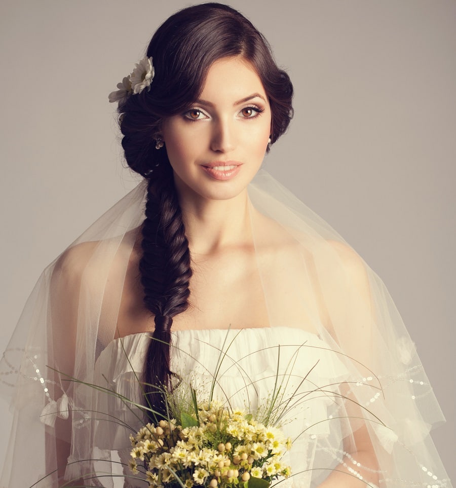 wedding hairstyle for straight hair with braid